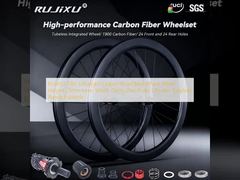 RUJIXU 700c Ultralight Carbon Road Bike Wheel 50mm Height 25mm Inner Width 1540g Disc Brake Clincher Tubeless Ready Foldable